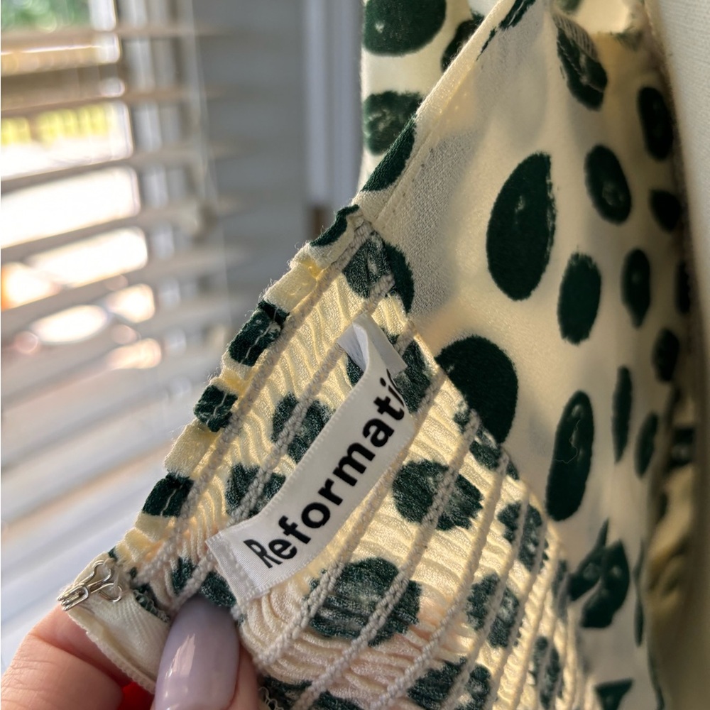 REFORMATION Hilda Dress green and white dots size 4 EUC - Picture 12 of 14